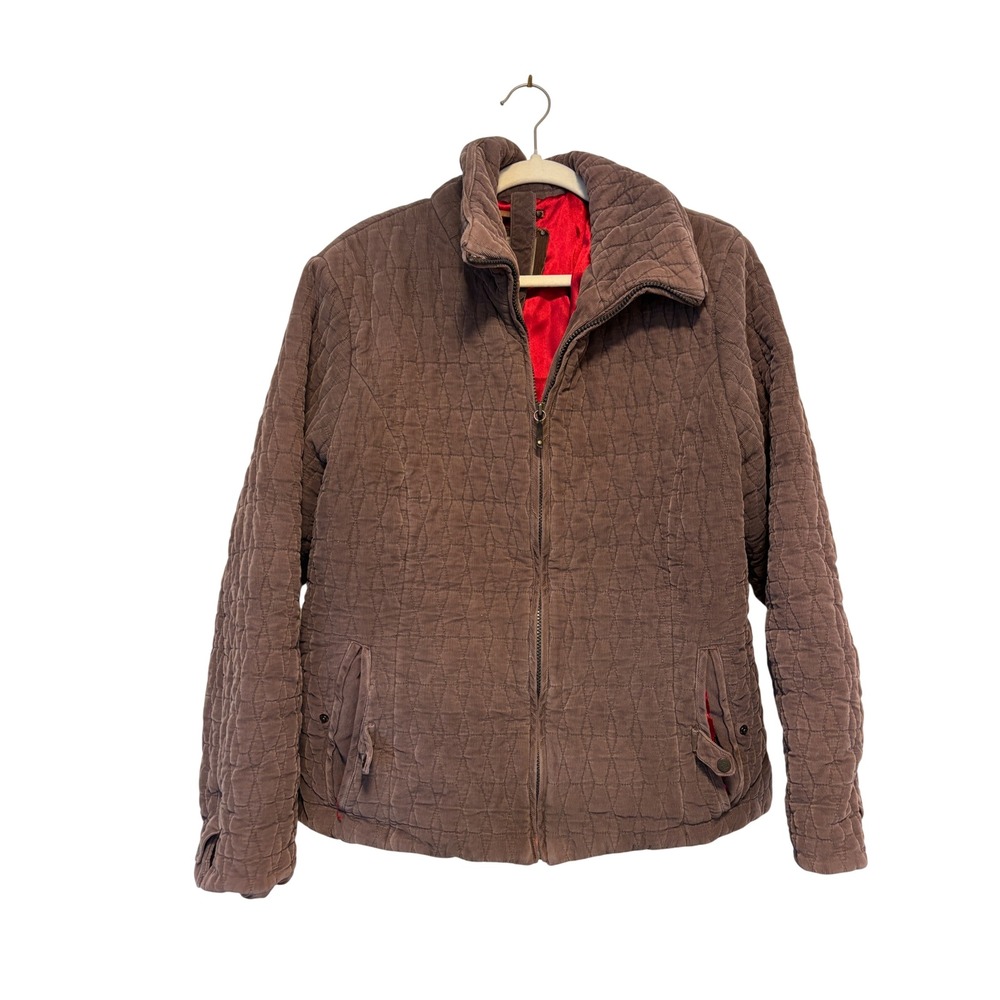 Vintage Pacific Trail Brown Quilted Corduroy Jacket Red Lining Womens XL